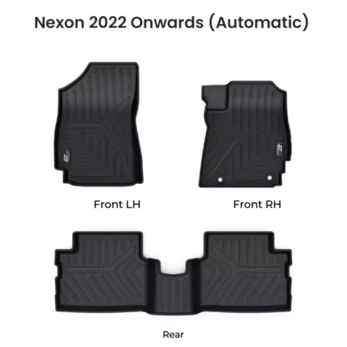 GFX Tata Nexon EV 2022-23 Custom Fit All Weather Tech Car Floor Liner Rubber TPU Mats – Set Of 3 Pcs.